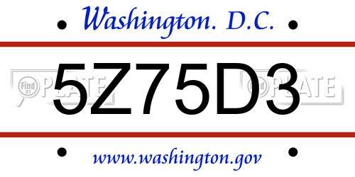 5Z75D3 District Of Columbia License Plate