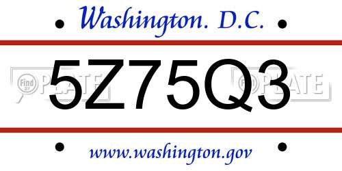 5Z75Q3 District Of Columbia License Plate