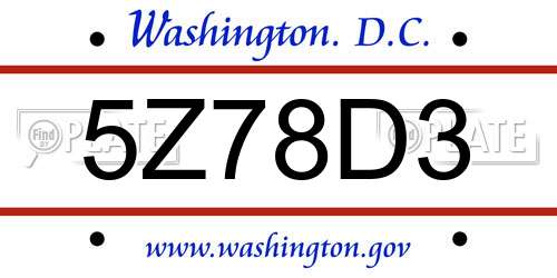 5Z78D3 District Of Columbia License Plate