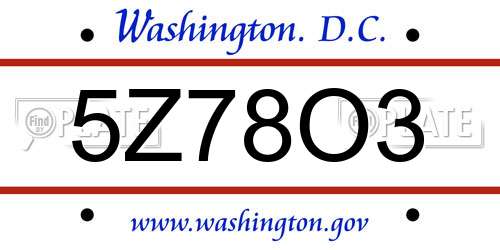 5Z78O3 District Of Columbia License Plate