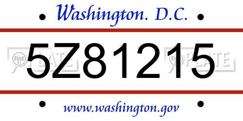 5Z81215 District Of Columbia License Plate