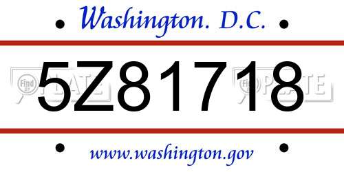 5Z81718 District Of Columbia License Plate