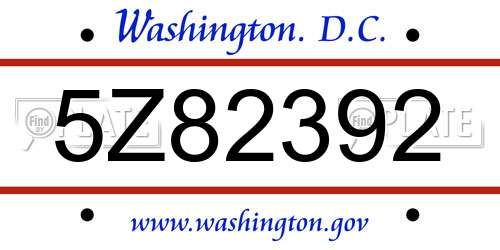 5Z82392 District Of Columbia License Plate