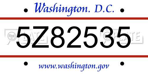 5Z82535 District Of Columbia License Plate