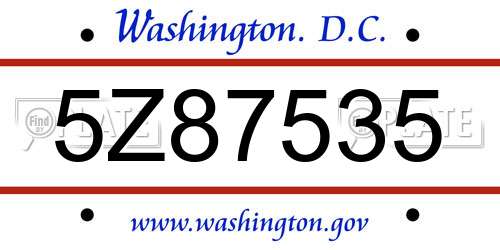 5Z87535 District Of Columbia License Plate