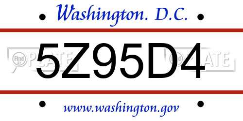 5Z95D4 District Of Columbia License Plate