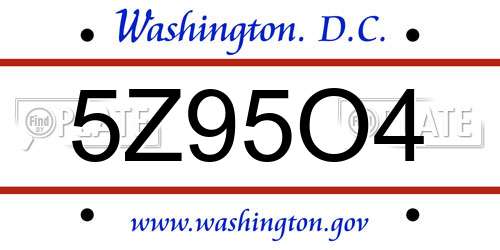 5Z95O4 District Of Columbia License Plate