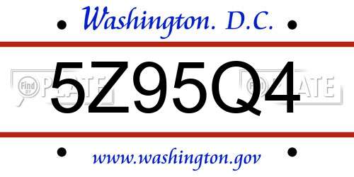 5Z95Q4 District Of Columbia License Plate
