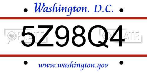 5Z98Q4 District Of Columbia License Plate