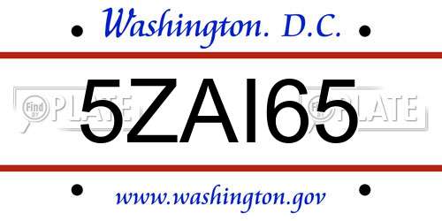 5ZAI65 District Of Columbia License Plate