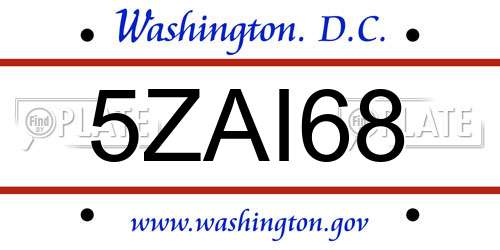 5ZAI68 District Of Columbia License Plate