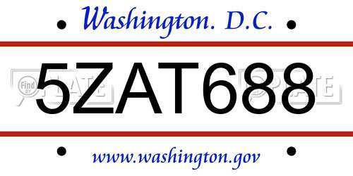 5ZAT688 District Of Columbia License Plate
