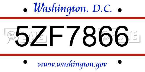 5ZF7866 District Of Columbia License Plate