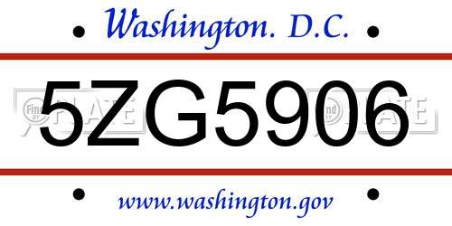 5ZG5906 District Of Columbia License Plate