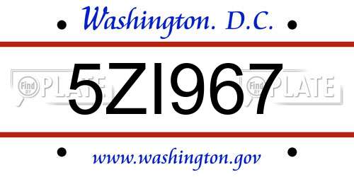 5ZI967 District Of Columbia License Plate