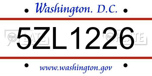 5ZL1226 District Of Columbia License Plate