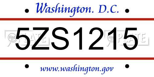 5ZS1215 District Of Columbia License Plate