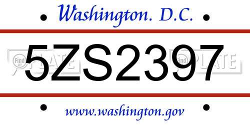 5ZS2397 District Of Columbia License Plate