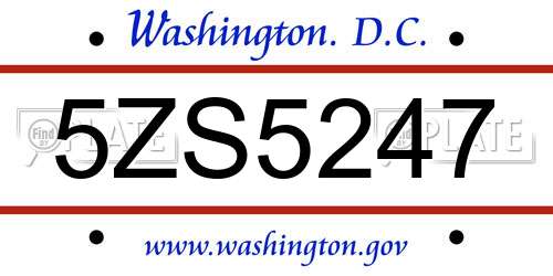 5ZS5247 District Of Columbia License Plate