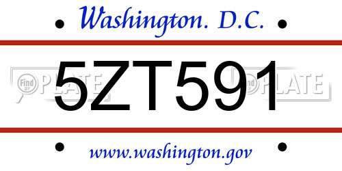 5ZT591 District Of Columbia License Plate