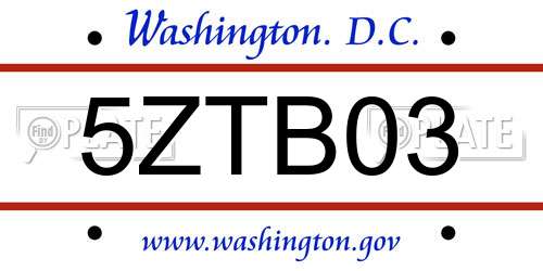 5ZTB03 District Of Columbia License Plate