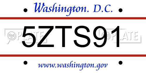 5ZTS91 District Of Columbia License Plate