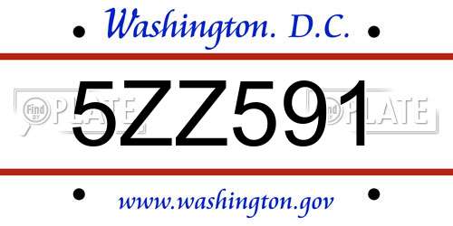 5ZZ591 District Of Columbia License Plate