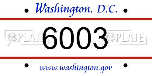 6003 District Of Columbia License Plate