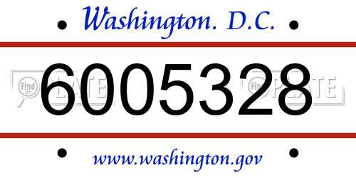 6005328 District Of Columbia License Plate