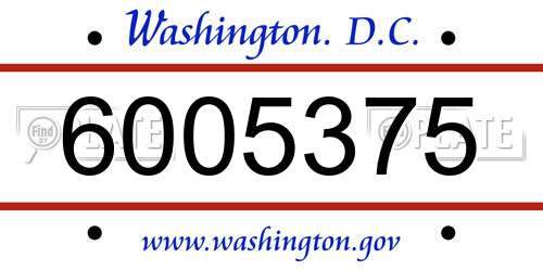 6005375 District Of Columbia License Plate