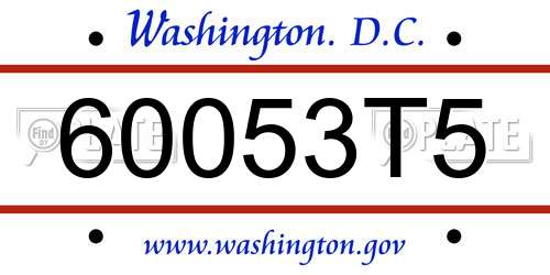 60053T5 District Of Columbia License Plate