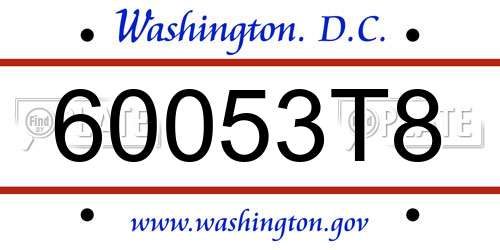 60053T8 District Of Columbia License Plate