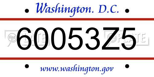 60053Z5 District Of Columbia License Plate