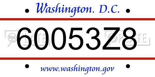 60053Z8 District Of Columbia License Plate