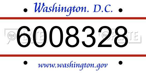 6008328 District Of Columbia License Plate