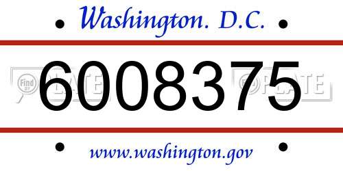6008375 District Of Columbia License Plate