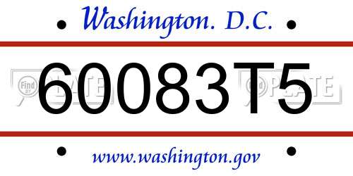 60083T5 District Of Columbia License Plate