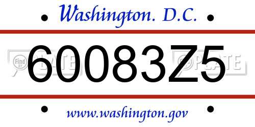 60083Z5 District Of Columbia License Plate