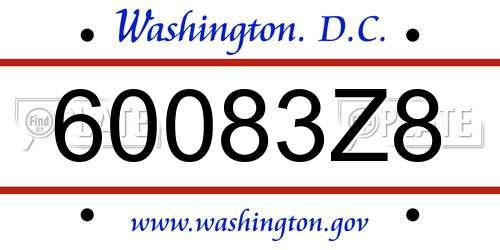 60083Z8 District Of Columbia License Plate