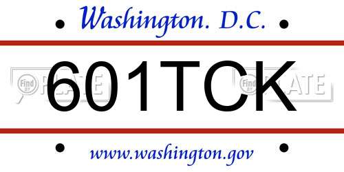 601TCK District Of Columbia License Plate