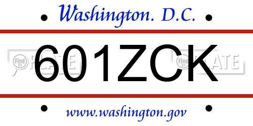 601ZCK District Of Columbia License Plate