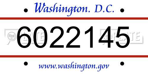 6022145 District Of Columbia License Plate
