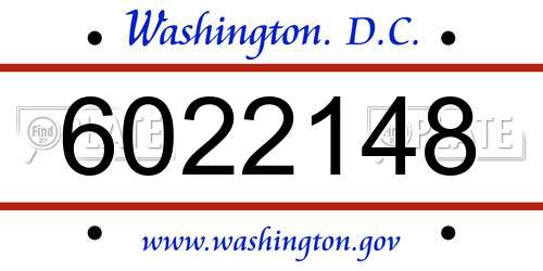 6022148 District Of Columbia License Plate