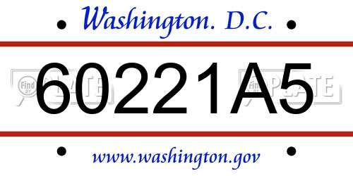 60221A5 District Of Columbia License Plate