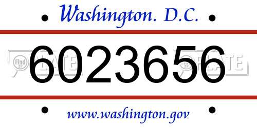 6023656 District Of Columbia License Plate