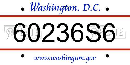 60236S6 District Of Columbia License Plate