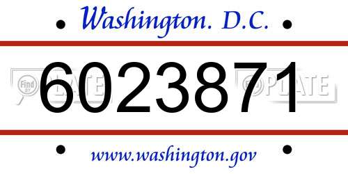 6023871 District Of Columbia License Plate