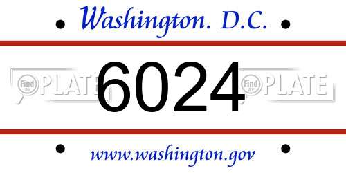 6024 District Of Columbia License Plate