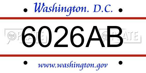 6026AB District Of Columbia License Plate