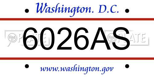6026AS District Of Columbia License Plate